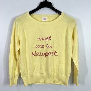 Pink pineapple meet me in Newport embroidered sweater size small